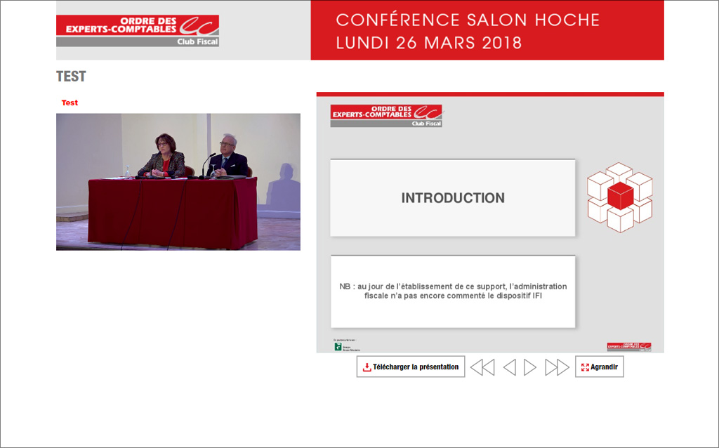 Plateforme de webconférence du Club Fiscal